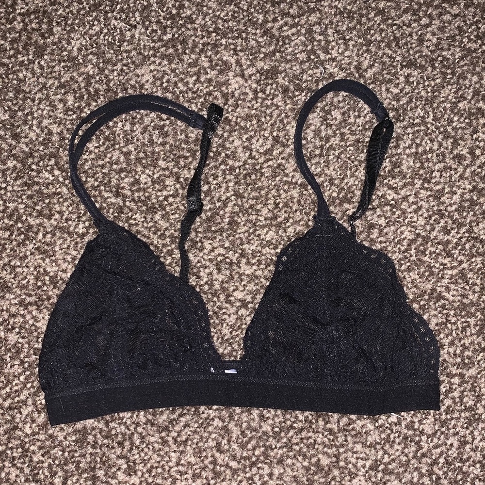 Black lace partially sheer bralette